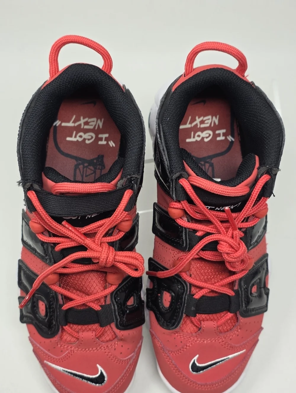 Nike Air More Uptempo Boys Size 6Y Red Black Walking Basketball Shoes Sneakers